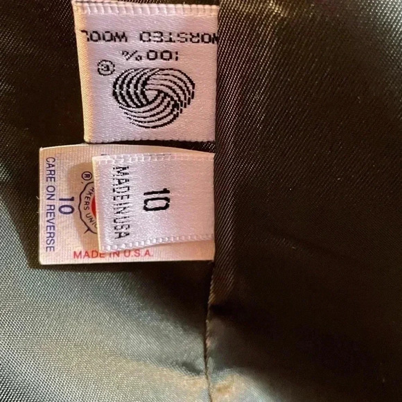 Evan Picone 10P Petite Olive Green 2 Pc Wool Suit Knee Skirt Suit & Belt USA Vtg - Picture 9 of 16